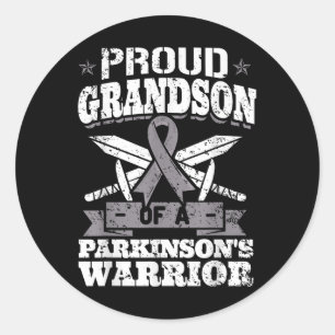 Proud Grandson Of A Parkinsons Warrior Pd Awarenes Classic Round Sticker