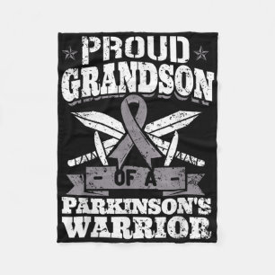 Proud Grandson Of A Parkinsons Warrior Pd Awarenes Fleece Blanket