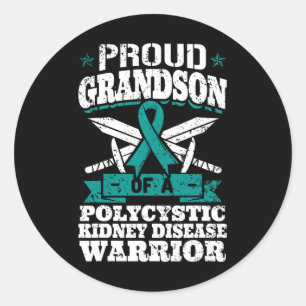 Proud Grandson Of A Polycystic Kidney Disease Warr Classic Round Sticker