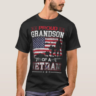 Proud Grandson Of A Veteran USA Flag Military Vete T-Shirt