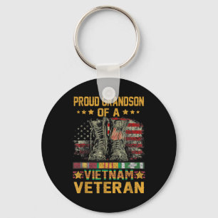Proud Grandson Of A Vietnam Veteran Flag American Key Ring