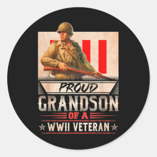 Proud Grandson Of A Wwii Veteran Classic Round Sticker