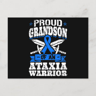 Proud Grandson Of An Ataxia Warrior Blue Awareness Postcard