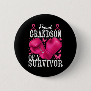 Proud Grandson Of Survivor Breast Cancer Boxing Gl 6 Cm Round Badge