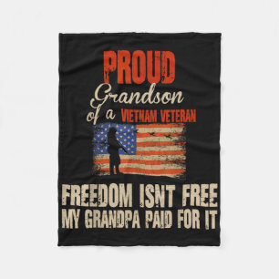 Proud Grandson Of Vietnam Veteran Military Family Fleece Blanket