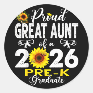 Proud great aunt of 2026 pre-k graduate mothers da classic round sticker