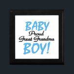Proud Great Grandma Baby Boy Gifts Gift Box<br><div class="desc">The proud great grandma of a baby boy will love these black and blue text design Proud Great Grandma of a Baby Boy keepsake boxes,  tiles,  ornaments,  notebooks,  teapots,  pitchers,  mugs,  cards,  stickers,  tote bags,  magnets,  and more!</div>