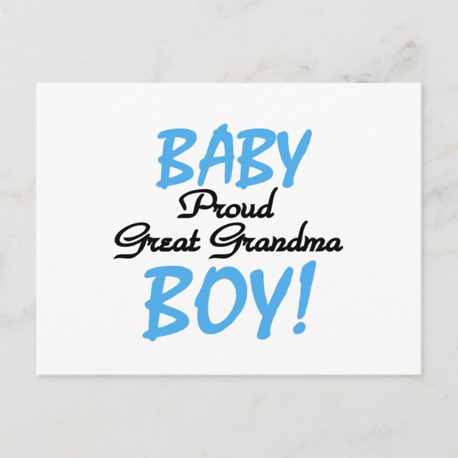 Proud Great Grandma Baby Boy Tshirts and Gifts Postcard (Front)