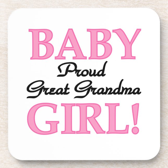 Proud Great Grandma Baby Girl Gifts Coaster (Front)