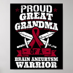 Proud Great Grandma Of A Brain Aneurysm Warrior Aw Poster