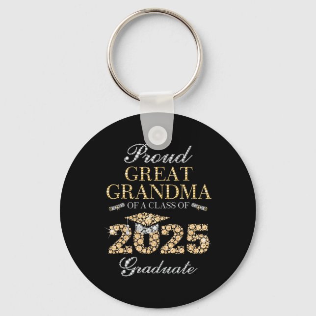 Proud Great Grandma Of A Cl Of 2025 Graduate  Key Ring (Front)