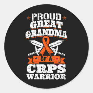 Proud Great Grandma Of A Crps Warrior Rsd Awarenes Classic Round Sticker