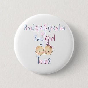Proud Great Grandma Of Boy Girl Twins 6 Cm Round Badge