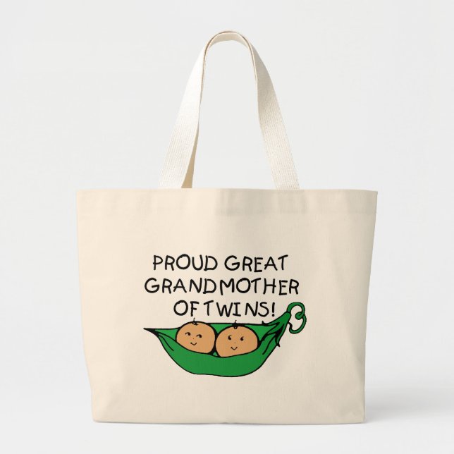 proud Great Grandmother Twin Pod Large Tote Bag (Front)