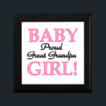 Proud Great Grandpa Baby Girl Gifts Gift Box<br><div class="desc">Proud Great Grandpa of a baby girl keepsake boxes,  tiles,  ornaments,  notebooks,  throw pillows,  mugs,  mousepads, keychains,  magnets,  and more with black and pink text design!</div>