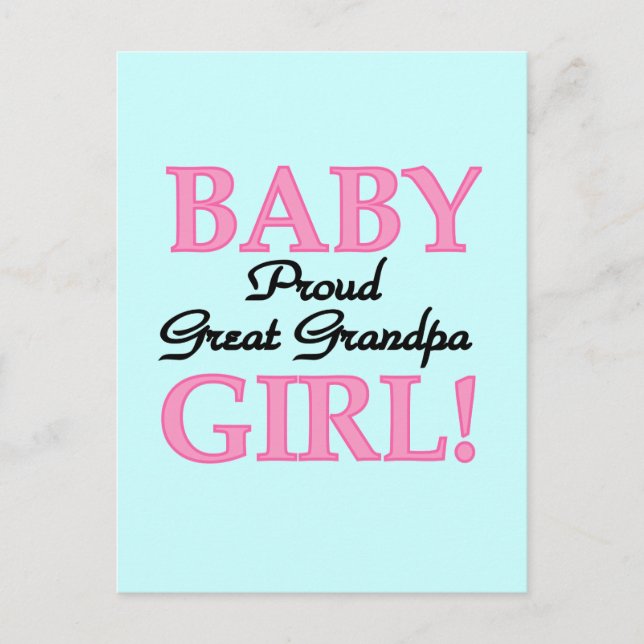 Proud Great Grandpa of Girl T-shirts and Gifts Postcard (Front)