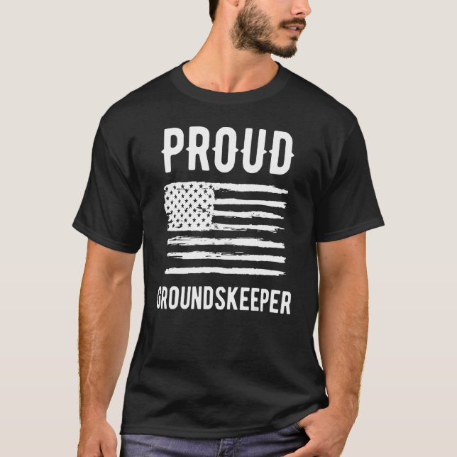Proud Groundskeeper Profession American Flag T-Shirt (Front)