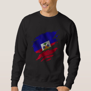 Proud Haitian Root Torn Ripped Haitia Flag Sweatshirt