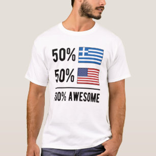 Proud Half Greek Half American Flag Greece USA T-Shirt