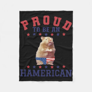Proud Hamerican 4th July Patriotic American Hamste Fleece Blanket