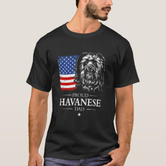 Proud Havanese Dad American Flag Patriotic Dog T-Shirt