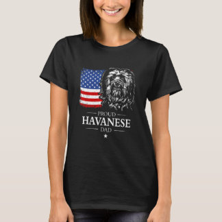 Proud Havanese Dad American Flag Patriotic Dog T-Shirt