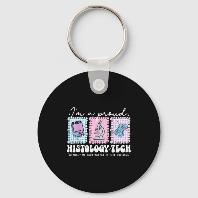Proud histologist lab tech coquette bow lab week key ring (Front)