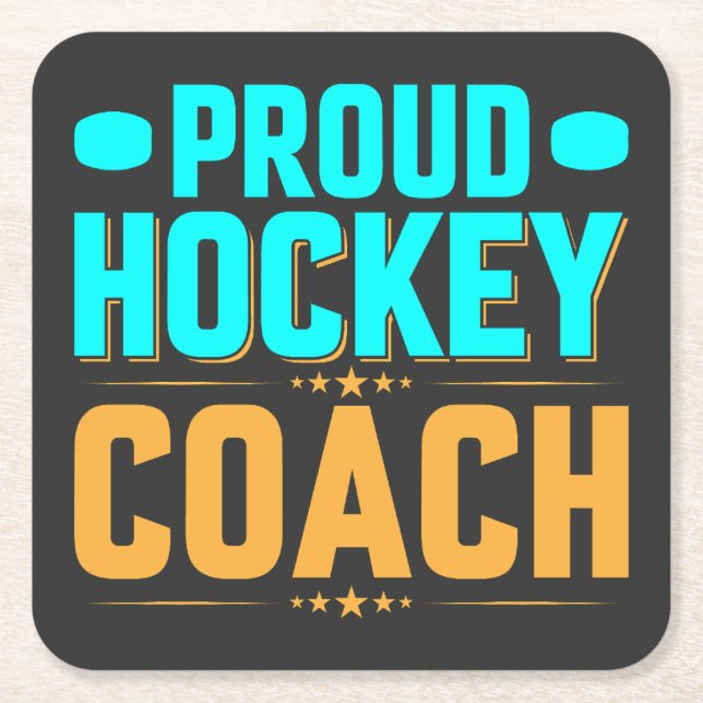 Proud  Hockey Coach Square Paper Coaster (Front)
