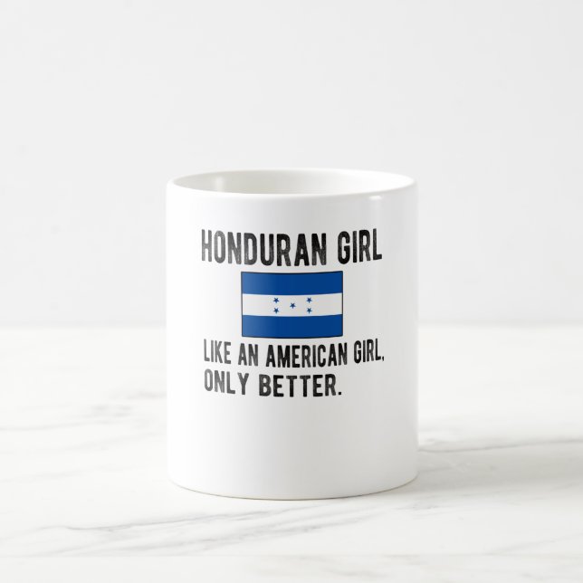 Proud Honduran Girl Honduras Flag Honduran Roots Coffee Mug (Center)