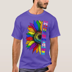 Proud HUMAN Sunflower LGBT Flag Gay Pride Month T-Shirt