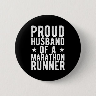 Proud Husband Marathon Runner Wife Design 6 Cm Round Badge