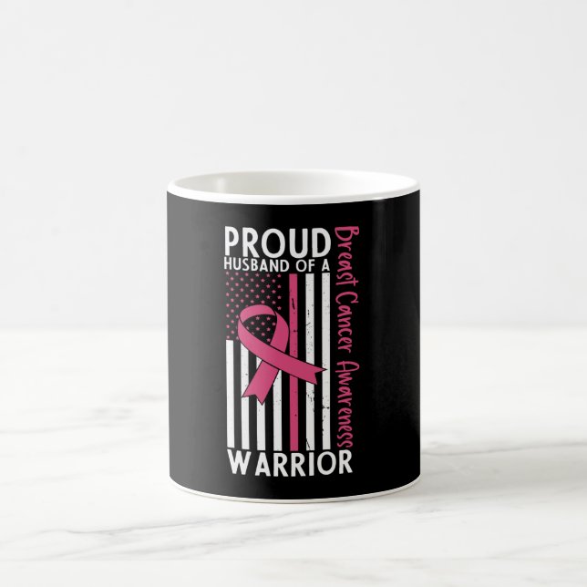 Proud Husband Of A Breast Cancer Warrior Wife Coffee Mug (Center)