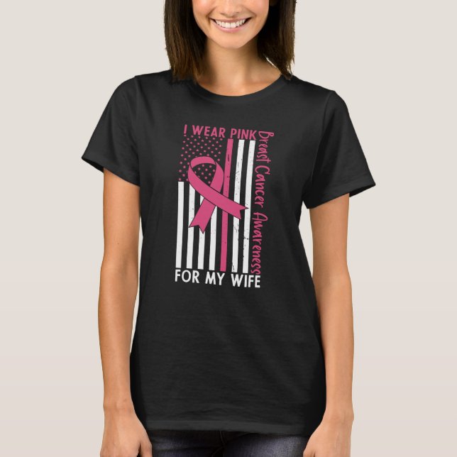 Proud Husband Of A Breast Cancer Warrior Wife T-Shirt (Front)