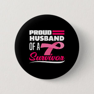 Proud Husband Of A Survivor Wife Breast Cancer Awa 6 Cm Round Badge