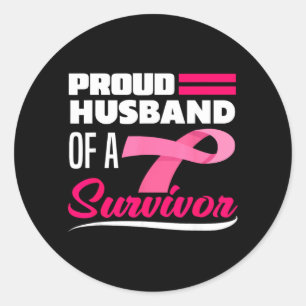 Proud Husband Of A Survivor Wife Breast Cancer Classic Round Sticker