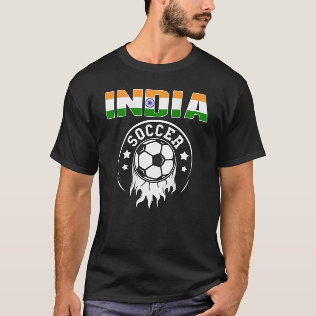 Proud India Soccer Fans Jersey - Indian Flag Footb T-Shirt (Front)