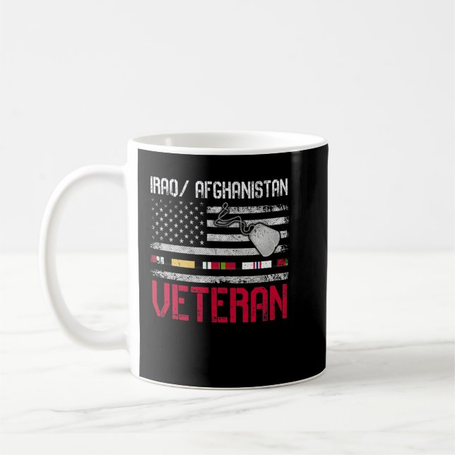 Proud Iraq Afghanistan Veteran Flag U.S. Patriotic Coffee Mug (Left)