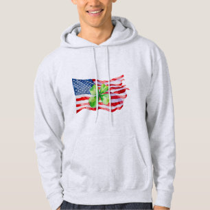 Proud Irish American Flag 4 Leaf Clover Ireland Hoodie