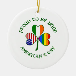 Proud Irish American & Gay Ceramic Tree Decoration