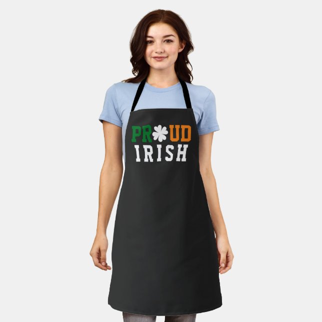 Proud Irish Shamrock Lucky Clover Quote  St Paddy  Apron (Worn)