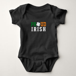 Proud Irish Shamrock Lucky Clover Quote St Paddy Baby Bodysuit