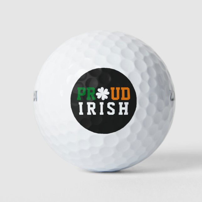 Proud Irish Shamrock Lucky Clover Quote  St Paddy  Golf Balls (Front)