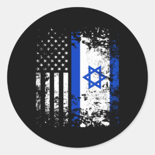 Proud Israeli Usa Flag Patriotic Pride American Is Classic Round Sticker