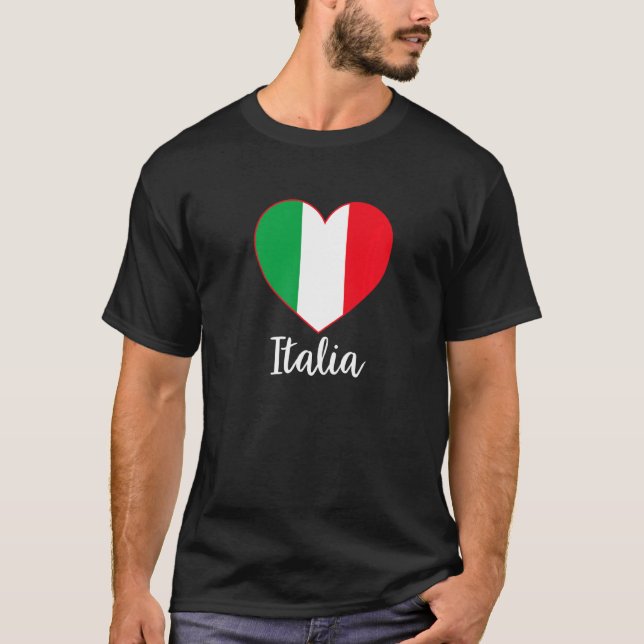Proud Italian  Italia Love Heart Flag I Love Italy T-Shirt (Front)
