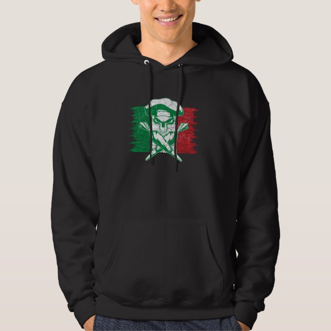 Proud Italian Pastry Chef Skull with Flag of Italy Hoodie (Front)
