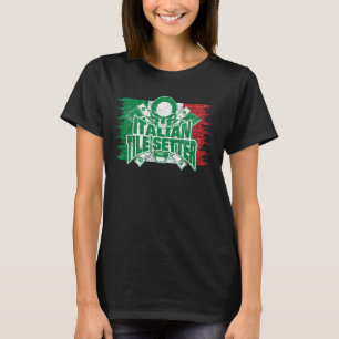 Proud Italian Tile Setter Skull with Flag of Italy T-Shirt