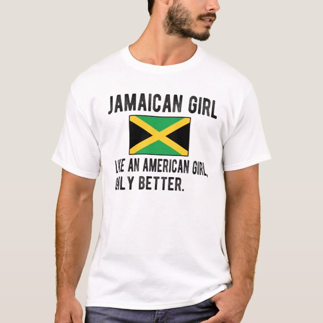 Proud Jamaican Girl Jamaica Flag Jamaican Roots T-Shirt (Front)