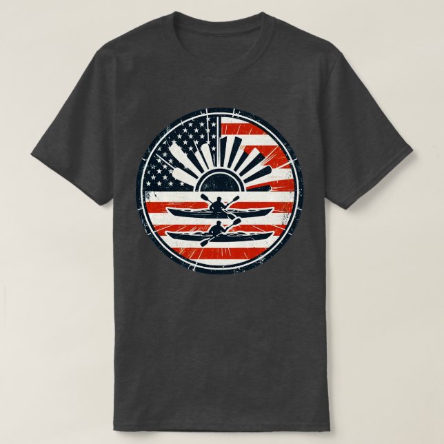 Proud Kayaker Paddling Through Water Flag usa 2 T-Shirt (Design Front)