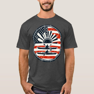 Proud Kayaker Paddling Through Water Flag usa 2 T-Shirt