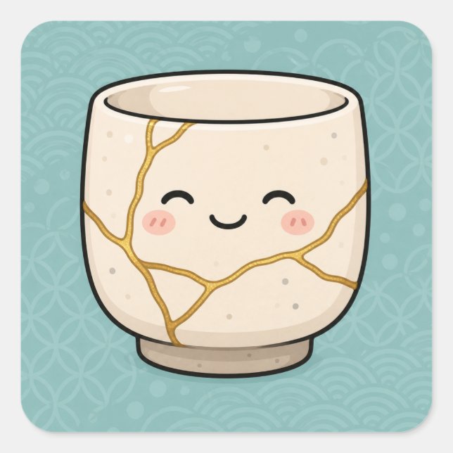 Proud Kintsugi Teacup Square Sticker (Front)